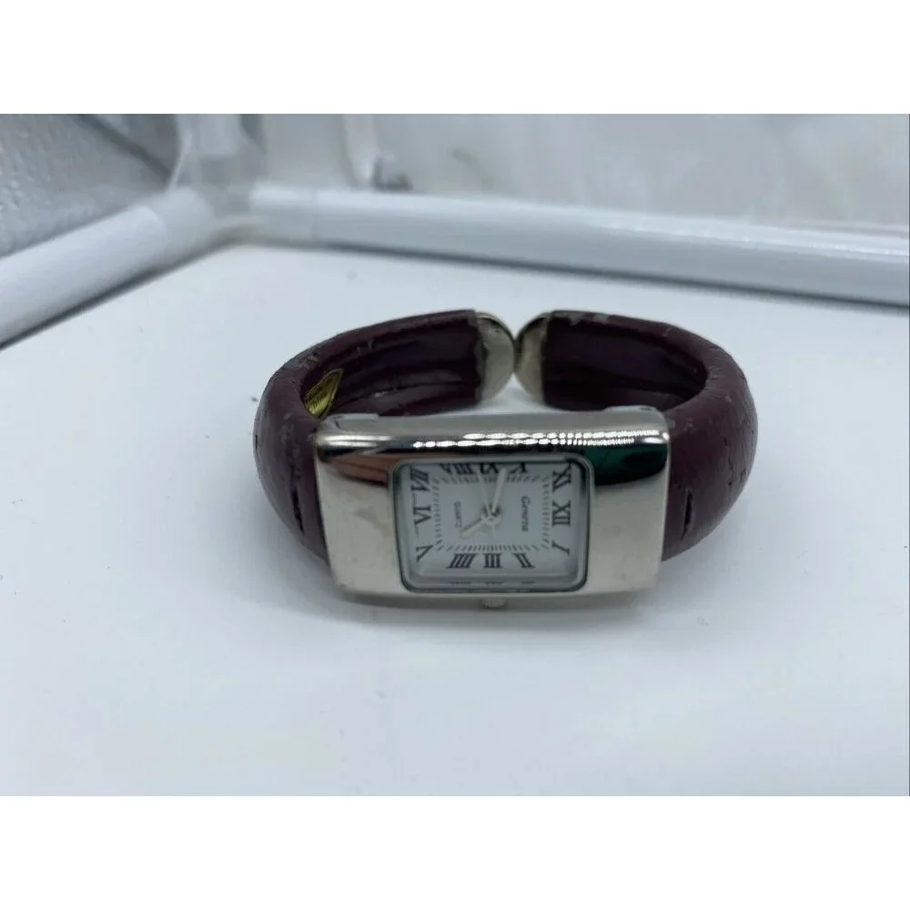 Geneva Bangle Ladies Watch Quartz White Face Brown Band Vintage